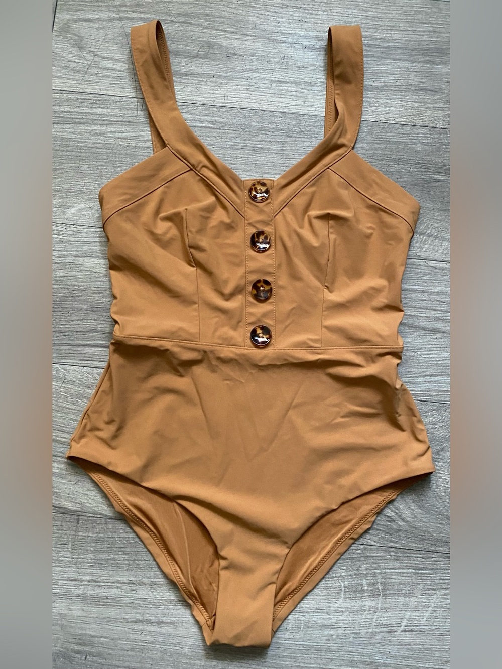 Paris Atelier & Other Stories Brown One-Piece Swimsuit with Button Detail
